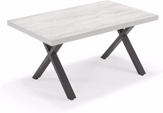 Tavolo allungabile da pranzo Quercia Bianco 145x85 MADE IN ITALY modello PABLO fino a 195 CM per sala da pranzo, cucina e soggiorno, design moderno con top in melaminico