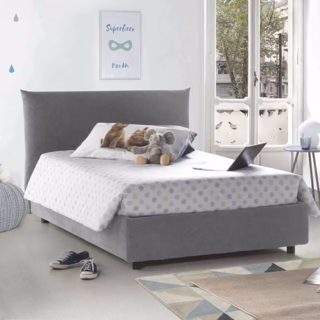 Letto Arpaise Talamo Italia con Materasso Incluso, Grigio, L/P: 120 x 200 cm