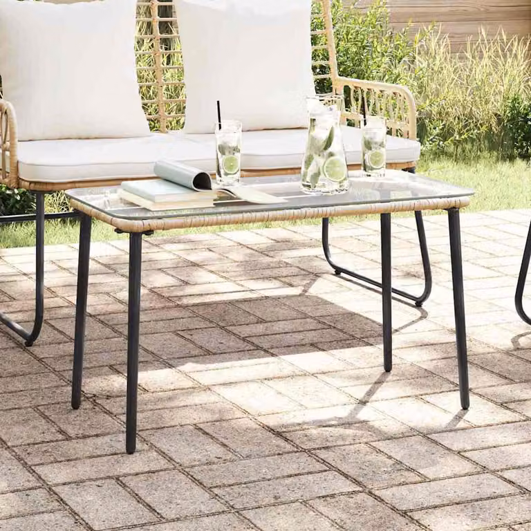 Tavolo da Giardino Naturale 80 x 40 x 45 cm polyrattan