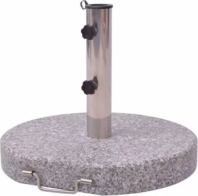 Base per ombrellone in granito e acciaio inox grigio con maniglia per il trasporto stile moderno HELLOSHOP26