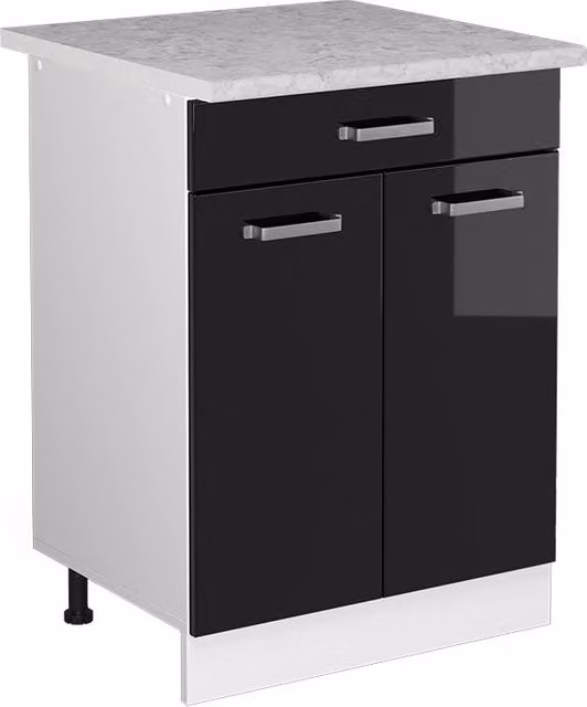 Base universale R-Line Nero lucido 60 cm con cassetti Vicco