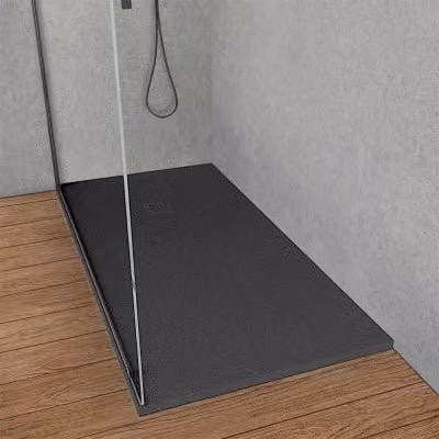 Piatto doccia rettangolare in marmo resina INBAGNO colore antracite L: 160 cm, P: 70 cm, H: 3 cm riducibile su misura Loren
