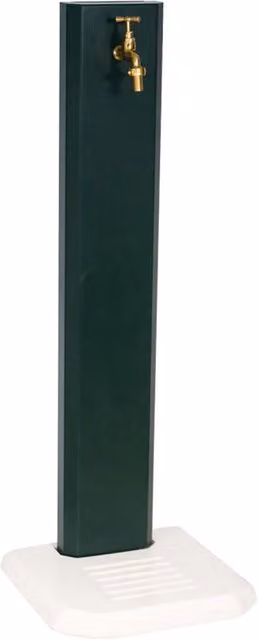 Fontana da Giardino Design a Colonna Ovale Rubinetto in Ottone con Base in Cemento Verde