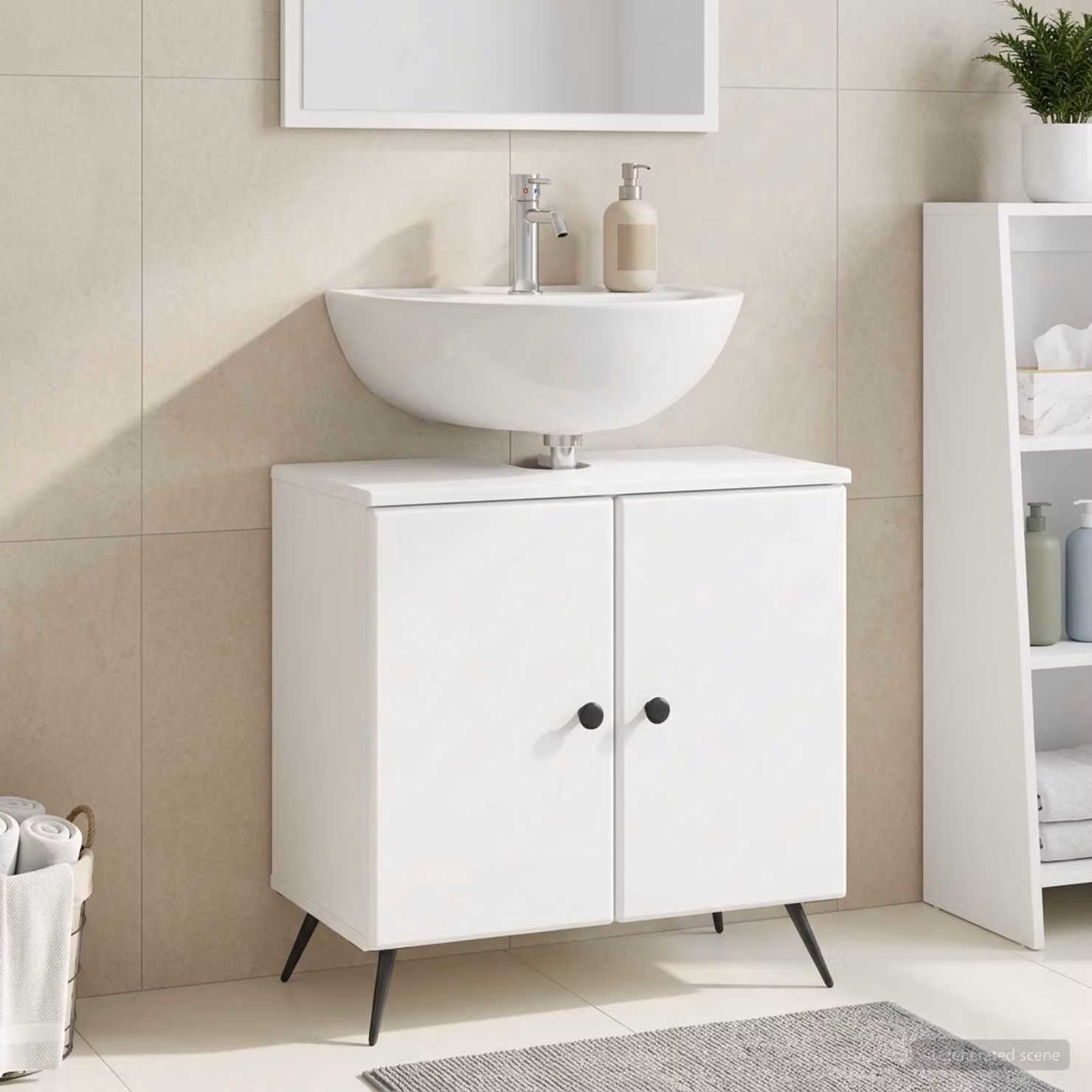 Armadio per lavabo da bagno vidaXL BREDA bianco L: 59,5 cm, P: 31,5 cm, H: 59 cm
