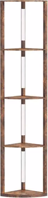Lampada da terra moderna a LED con ripiani in legno, dimmerabile con interruttore a pedale, colore marrone