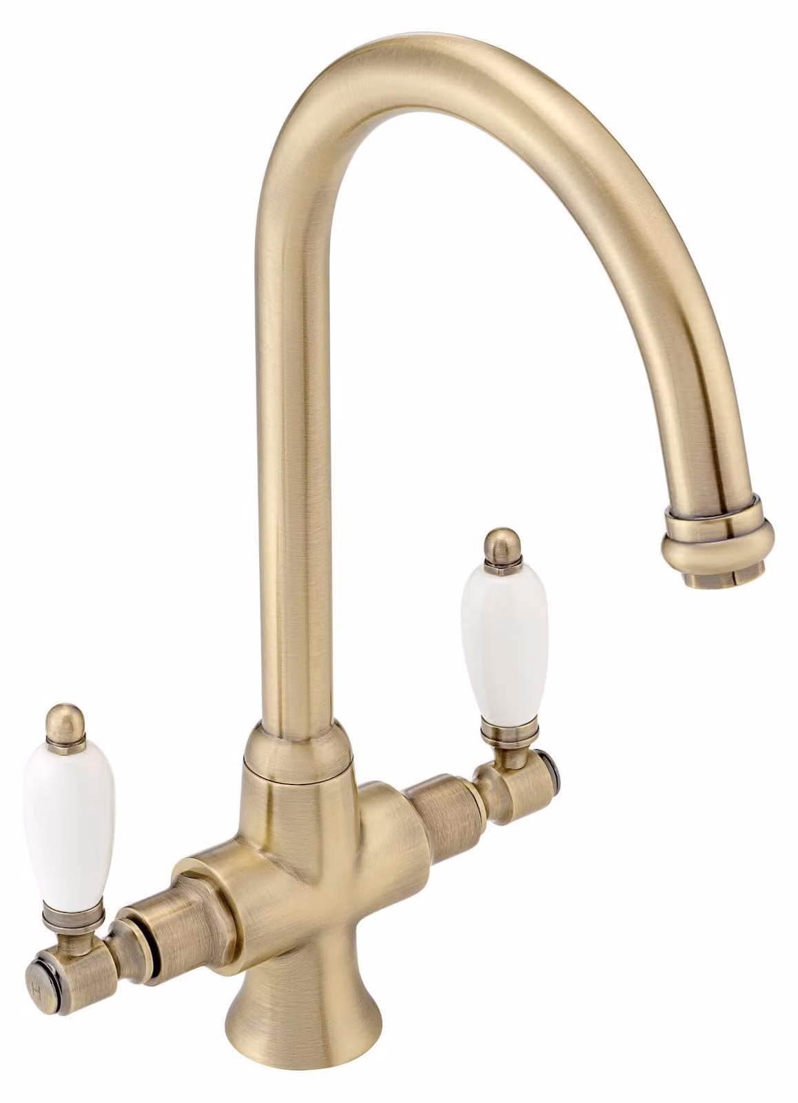 Miscelatore da cucina in ottone con finitura bronzo anticato, a due manopole, girevole