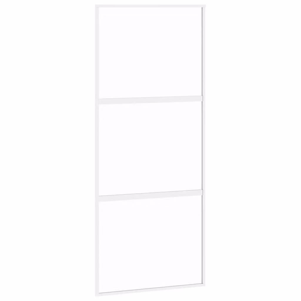 Porta Scorrevole Bianca 90x205 cm Vetro Temperato e Alluminio