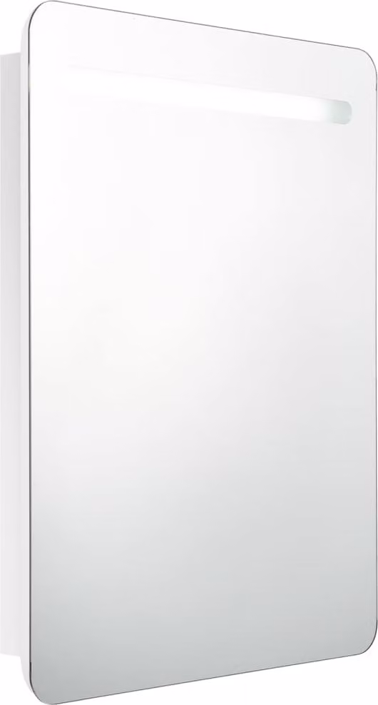 Armadietto Bagno con Specchio e LED Bianco Lucido 60x11x80 cm