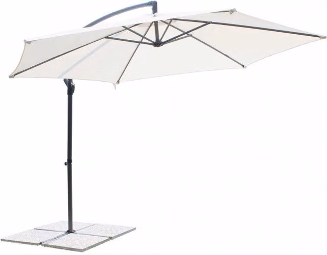 Ombrellone da Giardino Eris Decentrato Ø3 m in Acciaio Nero Telo Bianco