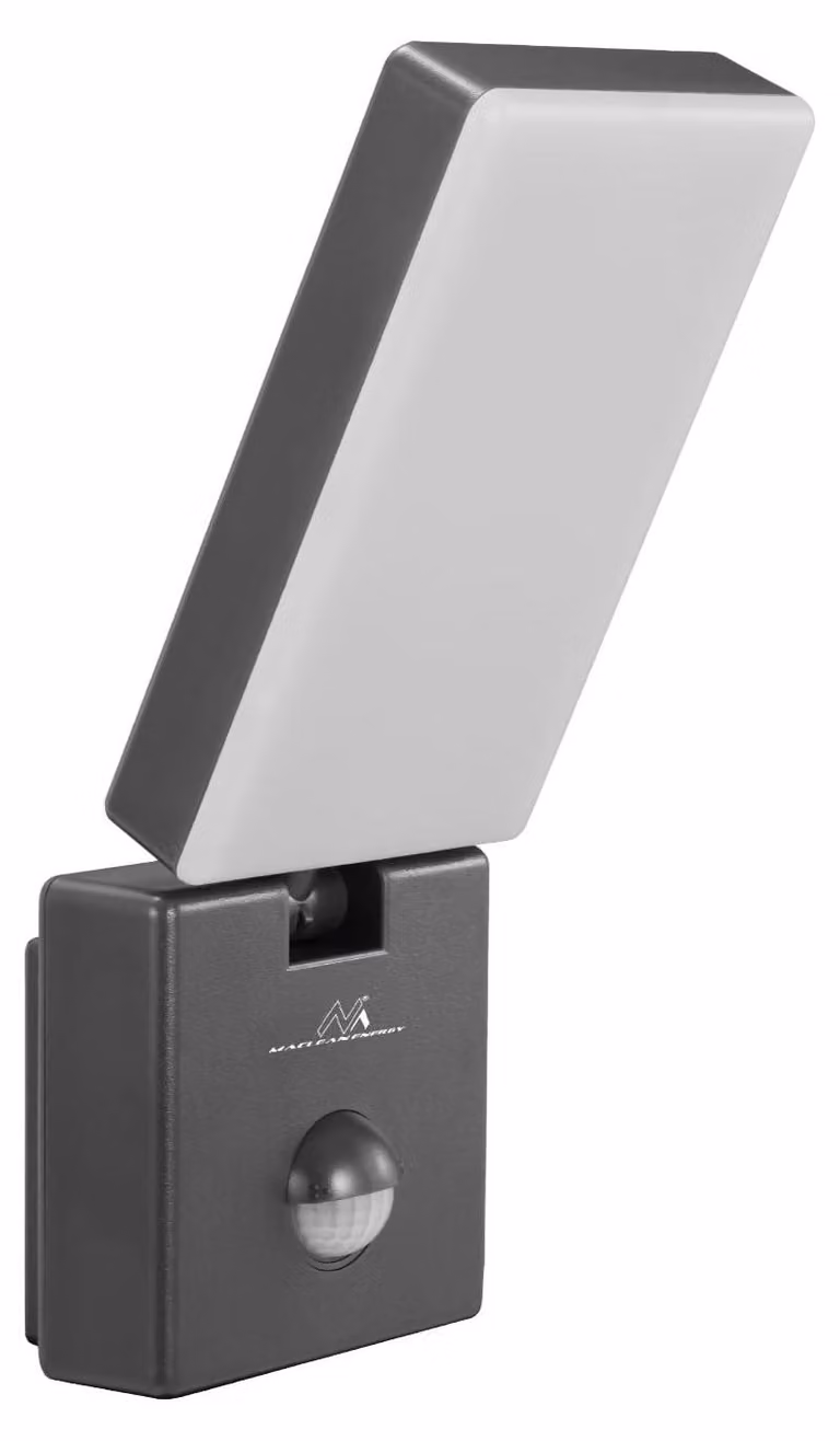Lampada a LED da parete con sensore PIR, 10W, 800 lumen, 4000K, grado di protezione IP65, colore grigio
