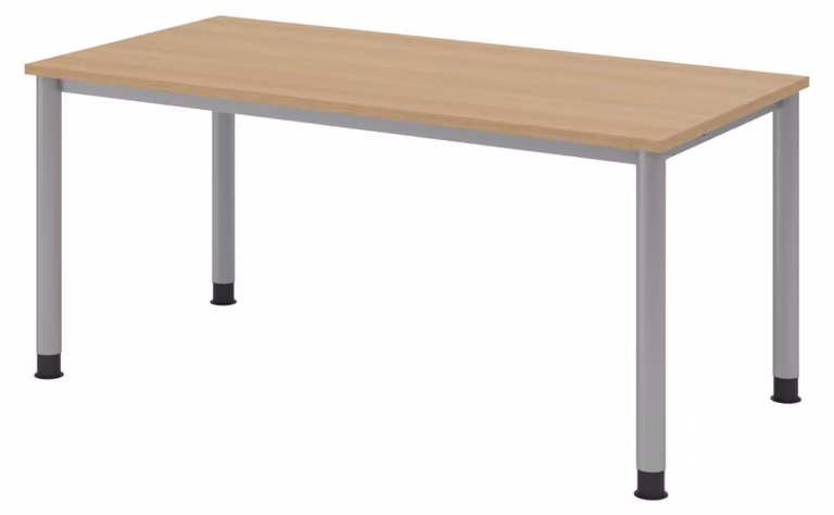 Scrivania bümö Serie H - Struttura: argento, Dimensioni: 160 x 80 cm, Finitura: rovere