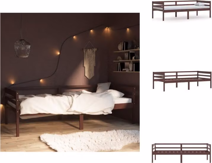 vidaXL Letto in legno massiccio di pino marrone scuro 90x200 cm - Letti e strutture letto