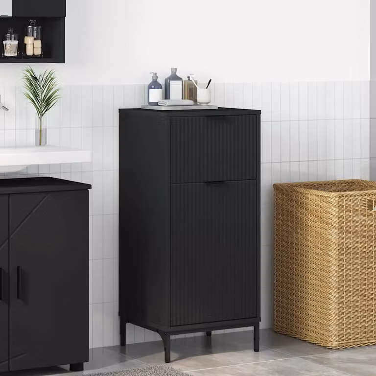 Mobile da bagno vidaXL con cassetto e ante, Nero, L/P/H: 39,5 x 36 x 88 cm