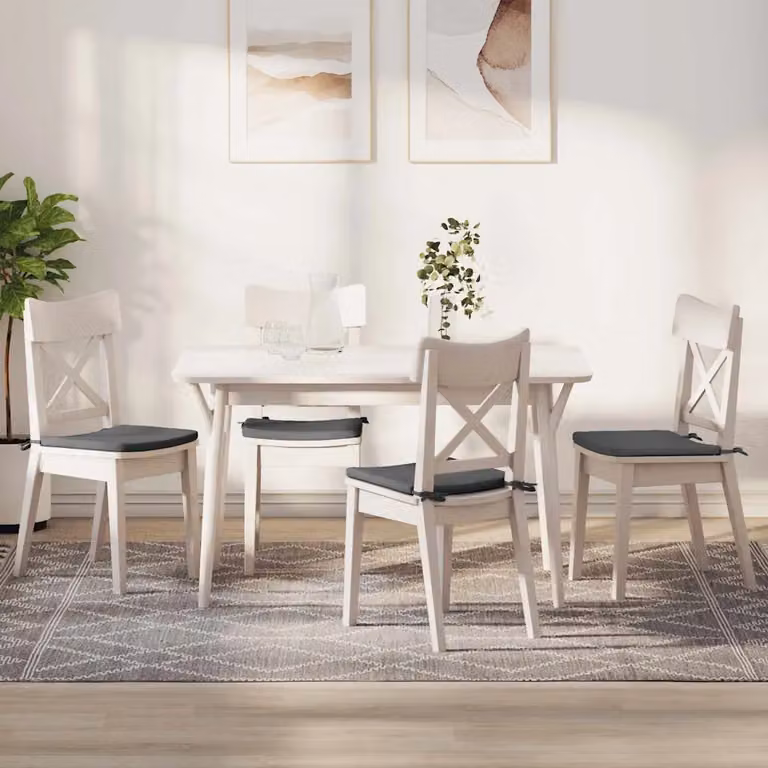 Set di 4 cuscini per seduta quadrati vidaXL in tessuto grigio con imbottitura in schiuma, L/P/H: 40 x 40 x 3 cm