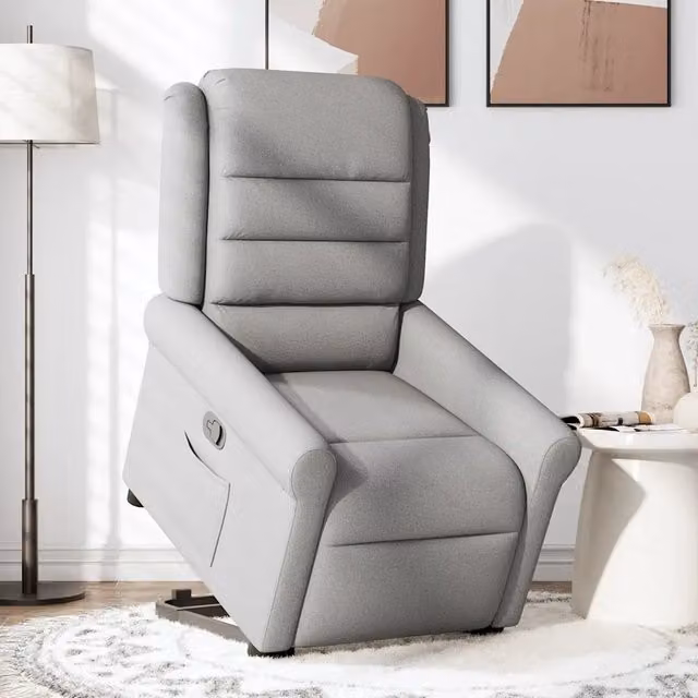 Poltrona Alzapersona Reclinabile vidaXL Grigio con Assistenza Elettrica e Braccioli per Senior