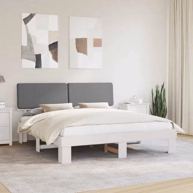 Letto con Testiera Rivestita-Struttura Letto con Testiera Grigio chiaro 180 x 200 cm 353615