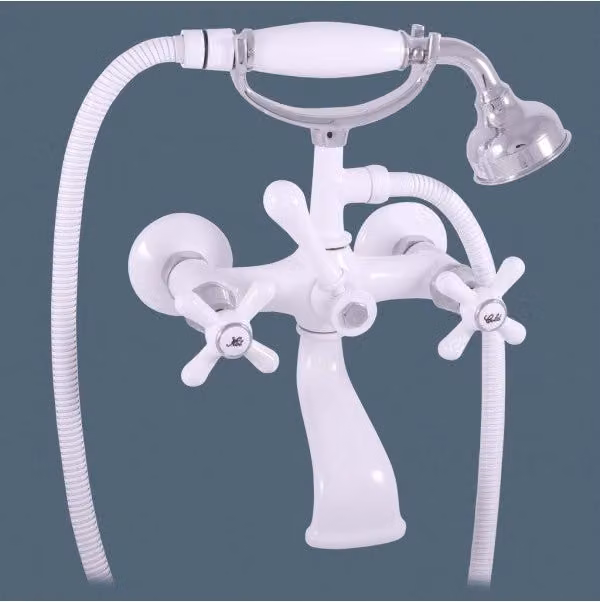 Miscelatore vasca MORAVA RETRO in ottone bianco cromato