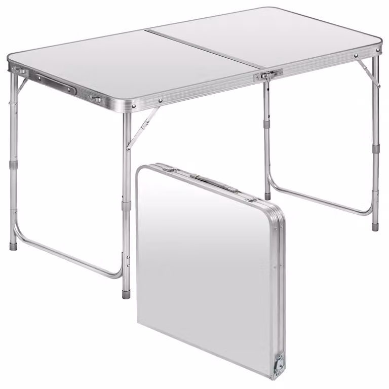 Solidchoice - Tavolo pieghevole multifunzione - Regolabile in altezza, ideale per campeggio e festival (bianco)