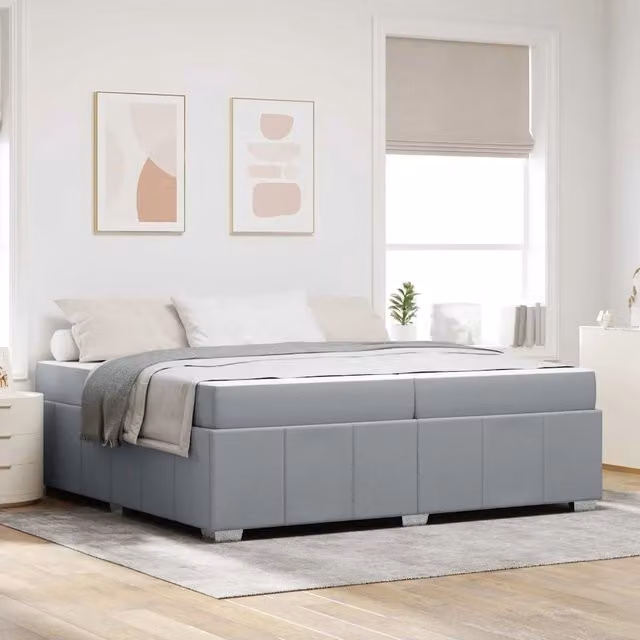 Struttura letto imbottita vidaXL in tessuto grigio 200 x 200 cm – 1