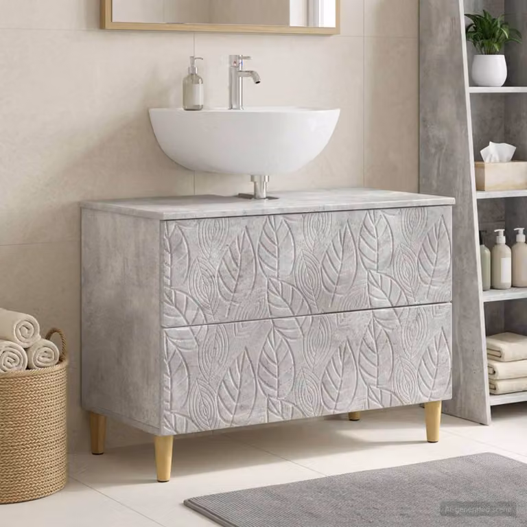 vidaXL Armadio per Lavabo da Bagno DELFT Moderno Grigio Cemento L/P/H: 82 x 41 x 59 cm
