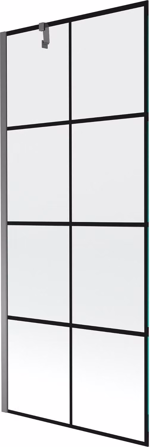 Mexen Next paratia per vasca da bagno a 1 anta 80 x 150 cm, griglia nera, metallo canna di fucile - 895-080-000-00-77-95