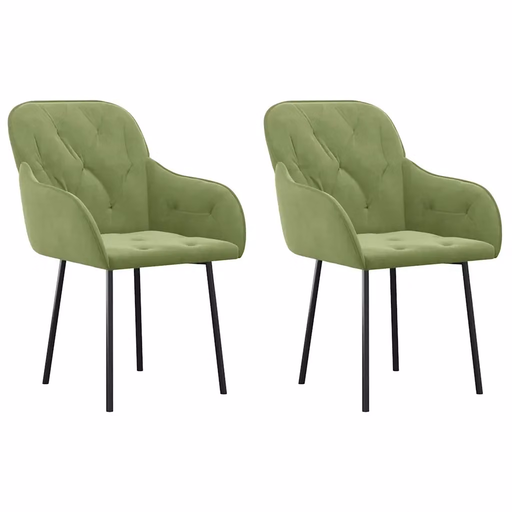 Set di 2 sedie da pranzo vidaXL in velluto verde con struttura in metallo e plastica per soggiorno o cucina – 2