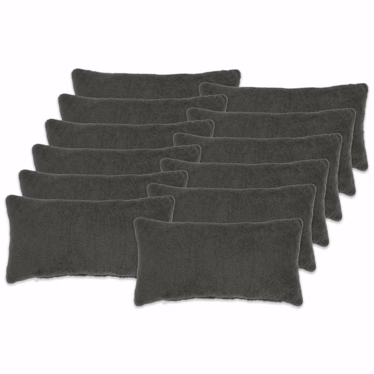 Set di 12 federe vidaXL HEERLEN in tessuto bouclé grigio scuro, L 80 cm x P 40 cm