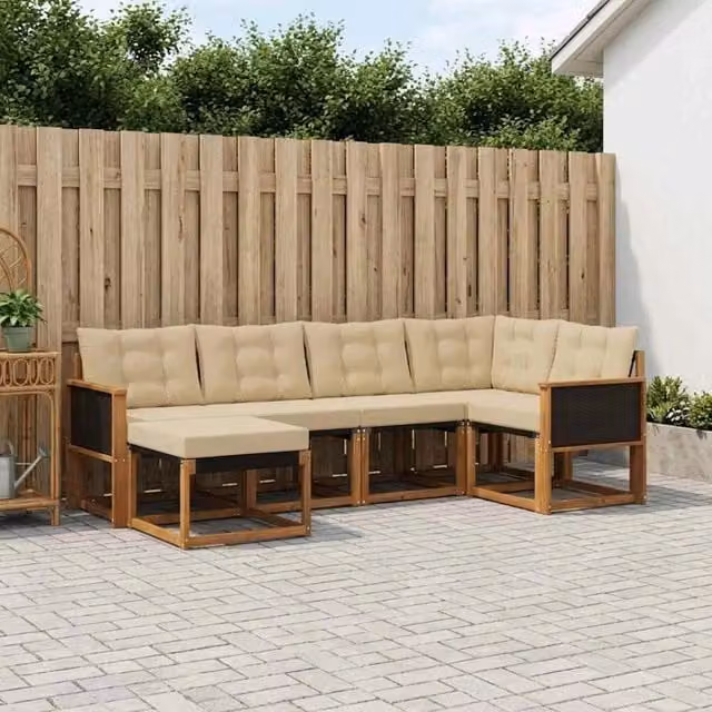 Set di divani da esterno 6 pz Naturale e Beige 3382057