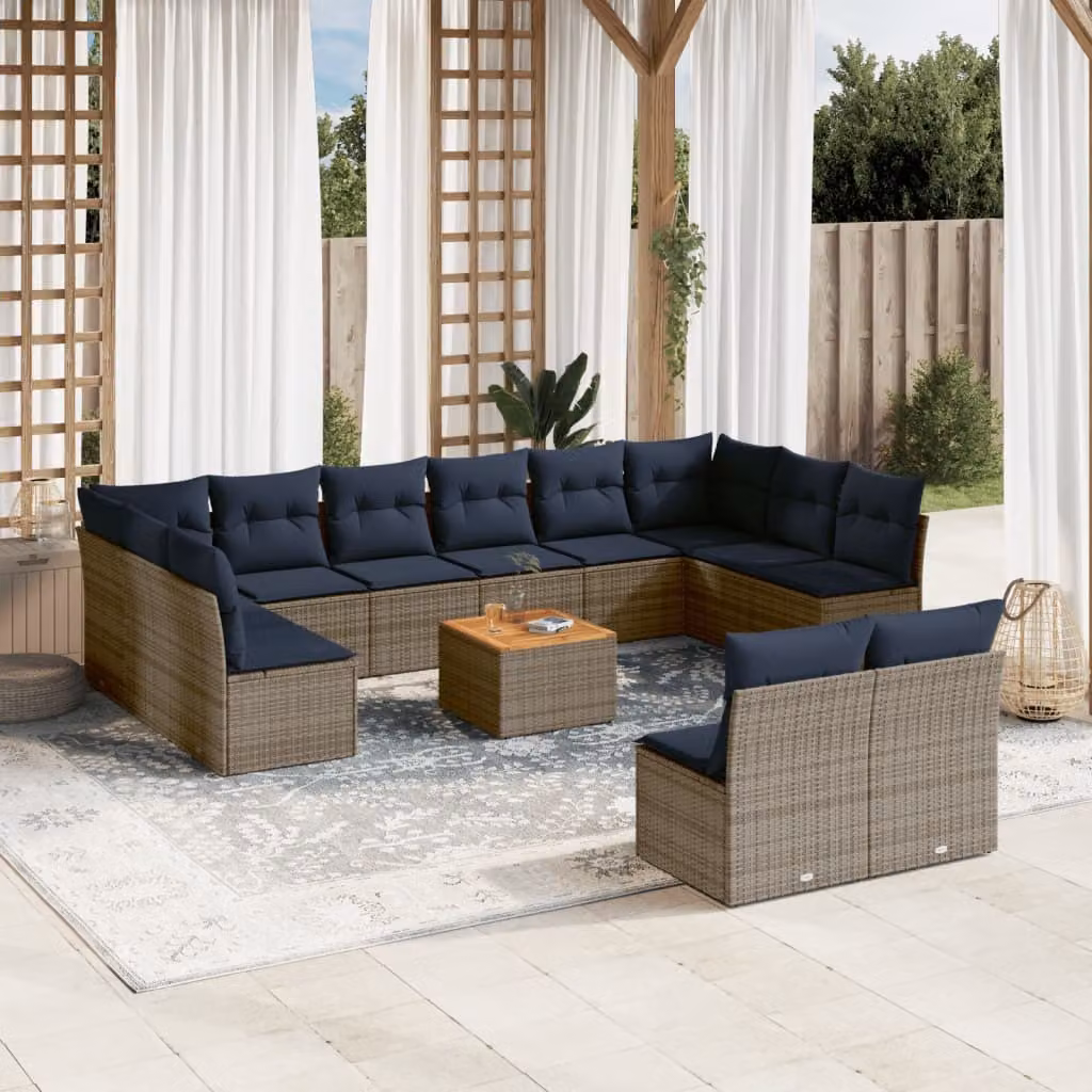 Maison Exclusive - Set Divani da Giardino 13 pz con Cuscini Grigio in Polyrattan