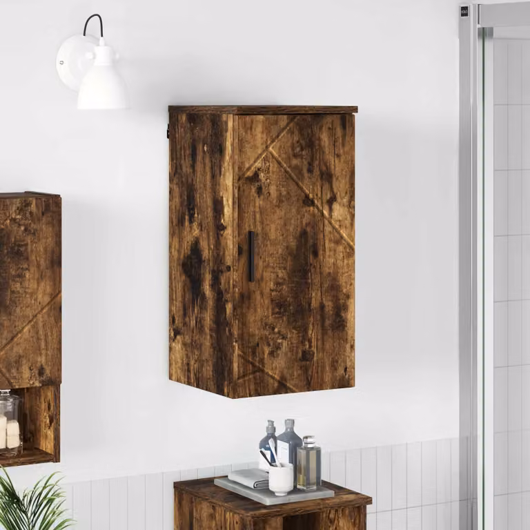 Mobile da bagno moderno vidaXL in rovere fumé con ante a battente, L 30 cm x P 31,5 cm x H 61 cm