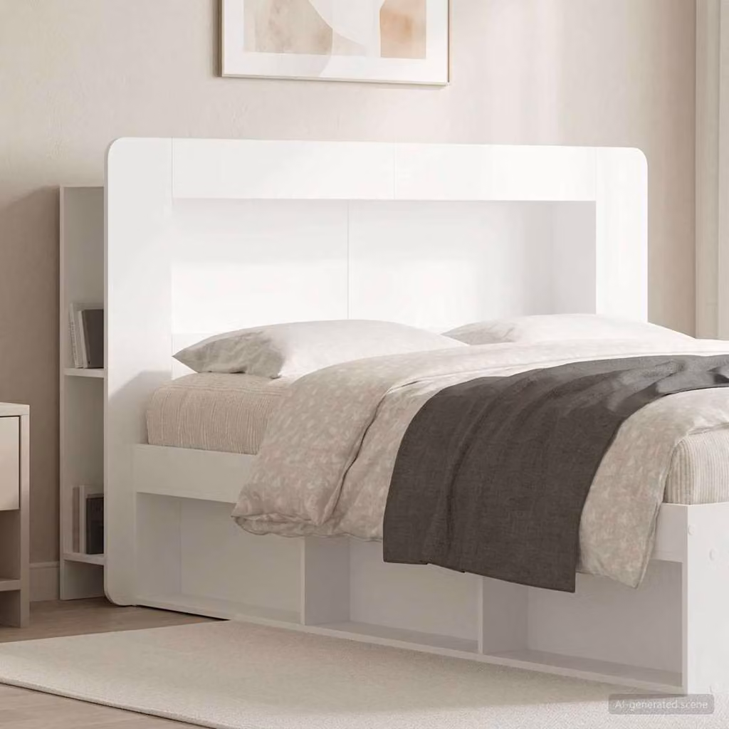 Testata del letto con ripiani integrati vidaXL in legno ingegnerizzato bianco