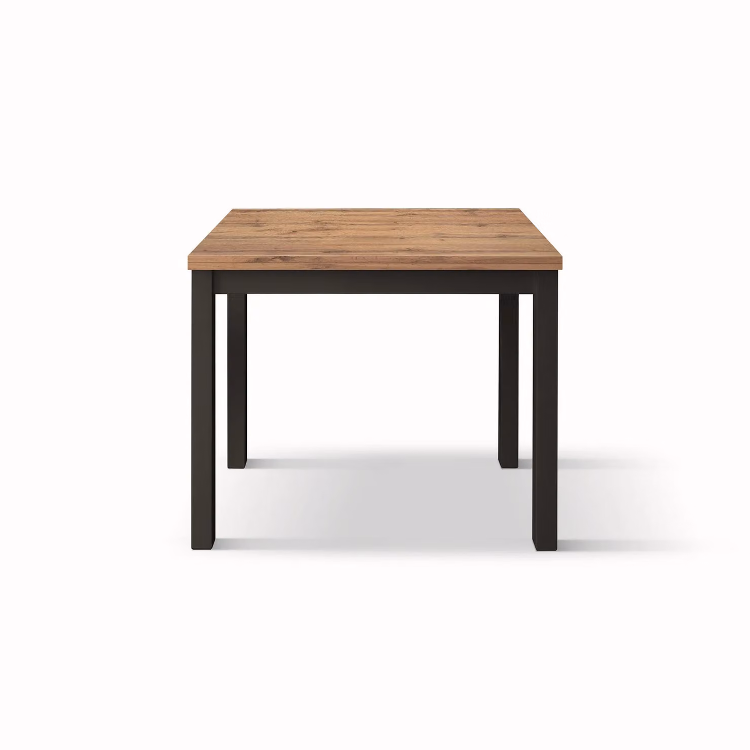 Tavolo POSITANO in legno effetto rovere e gambe antracite, allungabile a libro 90×90 cm – 180×90 cm