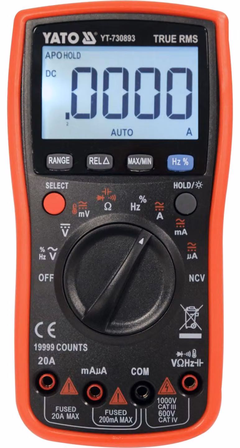 Multimetro digitale TRUE RMS, auto-ranging, display LCD, 19999 conteggi