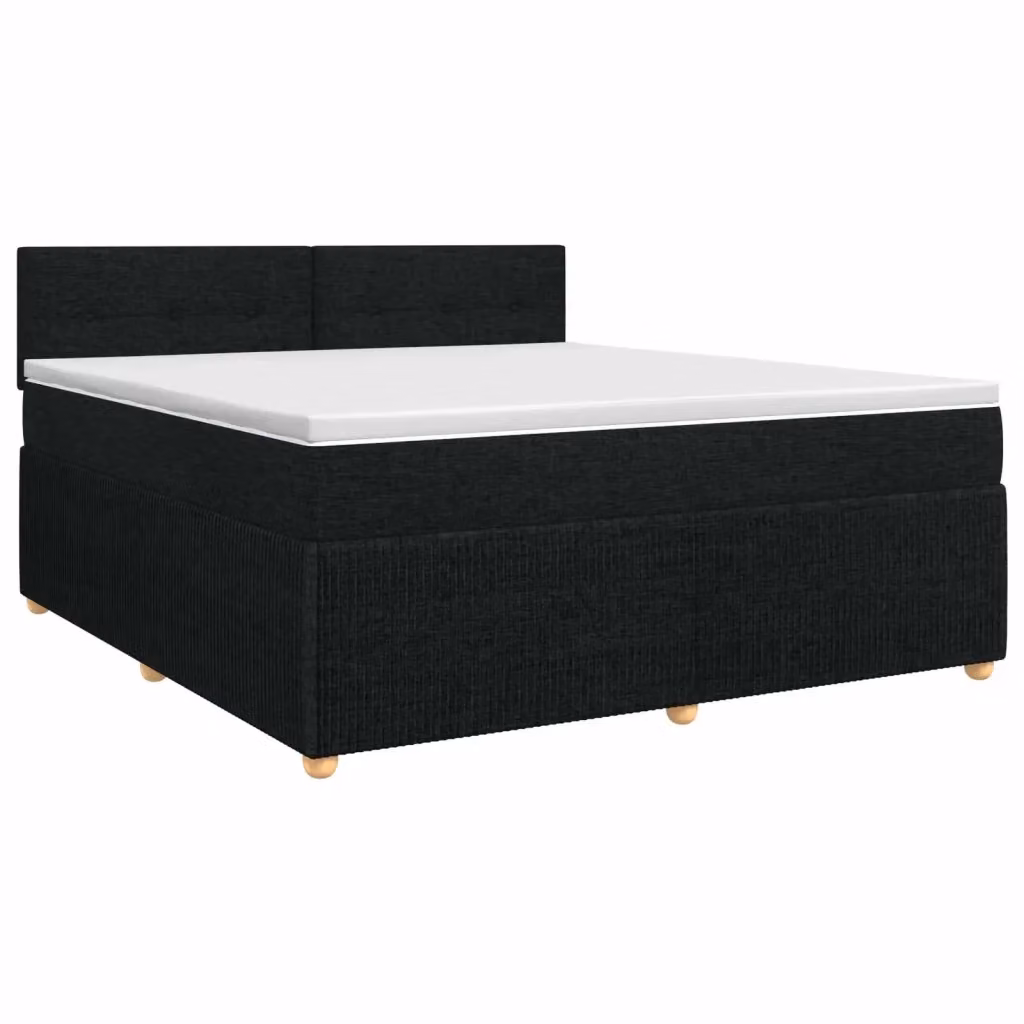 Letto box spring con materasso vidaXL in tessuto nero L 140 x P 190 cm – 2