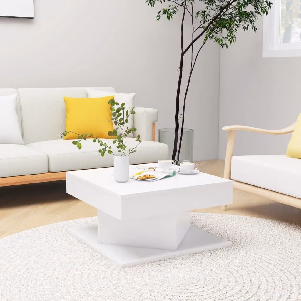 Maison Exclusive - Tavolino bianco 57x57x30 cm Materiale ligneo