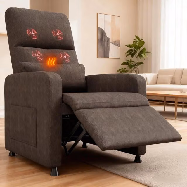 Poltrona Relax Elettrica; Poltrona Relax Reclinabile con Massaggio Vibrante 4 Punti e Funzione Riscaldante; Reclinazione 165°; Poggiapiedi; Telecomando; Tasche Laterali; per Anziani Soggiorno Salotto