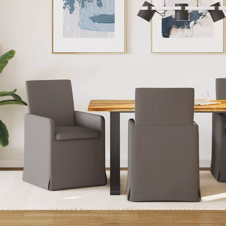 Set di 2 sedie da pranzo vidaXL in tessuto grigio con base girevole per cucina e sala da pranzo L/P/H: 57 x 68 x 94 cm