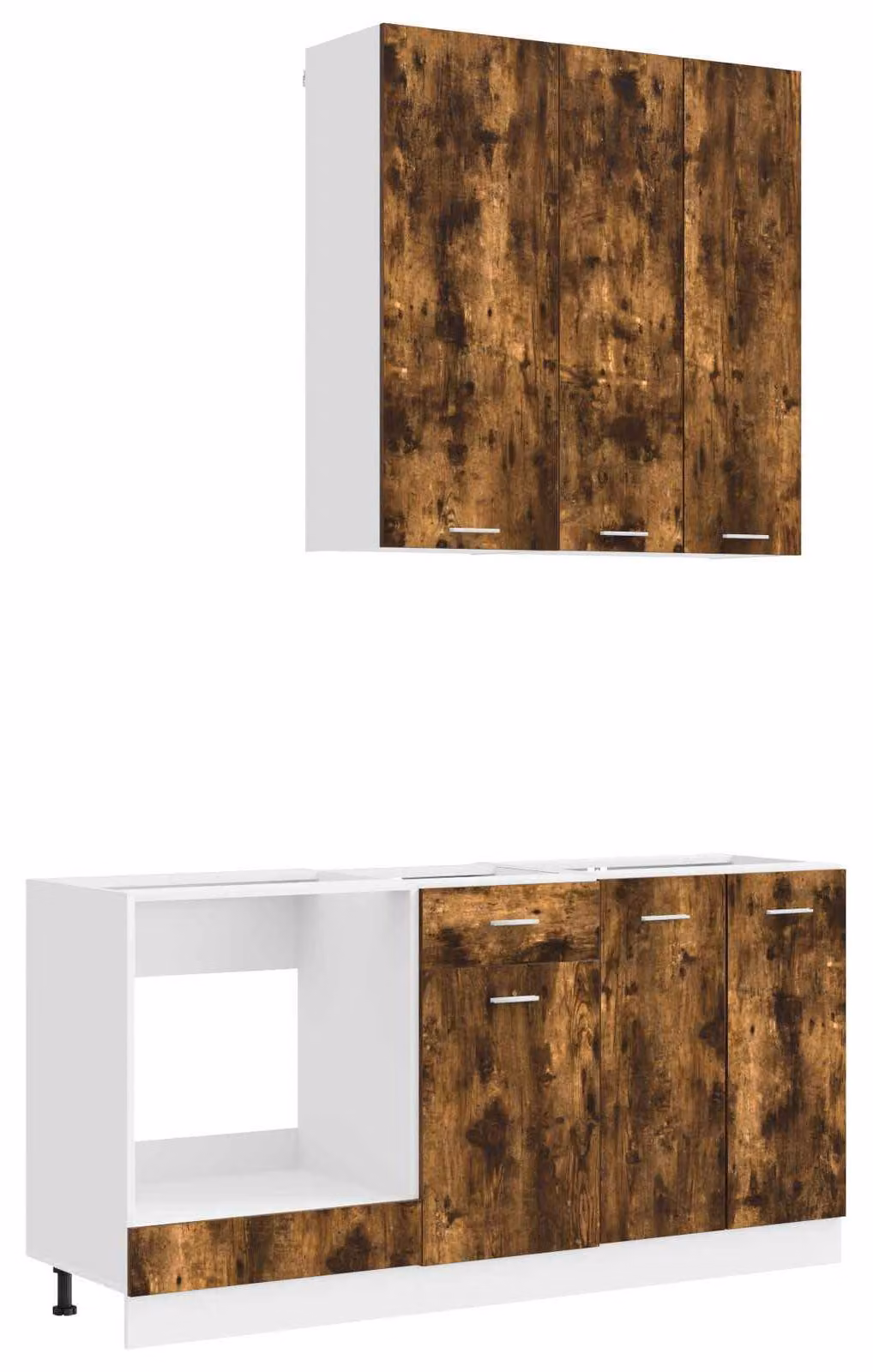 Set da cucina LYON, composto da 5 elementi, realizzato in legno impiallacciato di quercia affumicata
