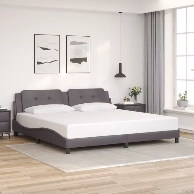 Giroletto senza materasso Zadar vidaXL in similpelle grigia 200x200 cm – 1