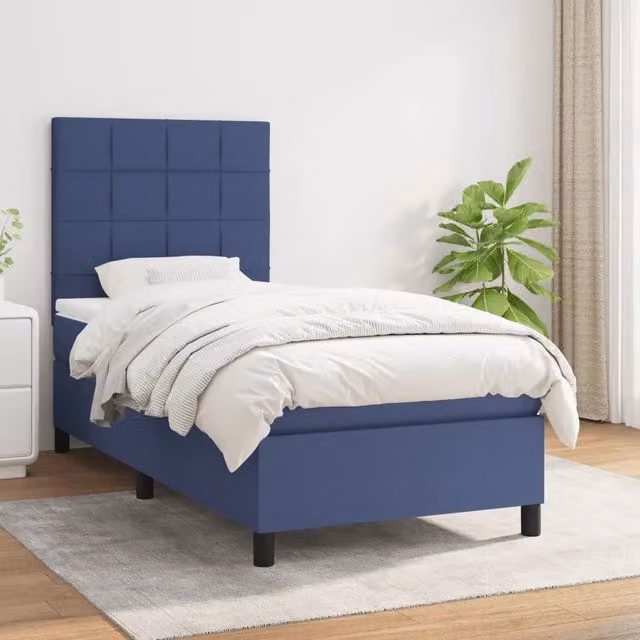 Letto Ibrido con Giroletto a Molle e Materasso vidaXL, Colore Blu e Bianco, L/P/H: 100 x 200 x 128 cm – 1