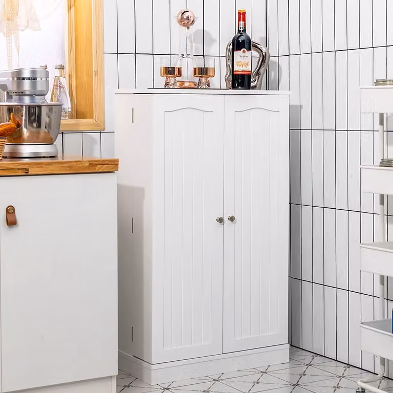COSTWAY Armadio multiuso Armadio con 6 ripiani regolabili Armadio da cucina per sala da pranzo, soggiorno bianco