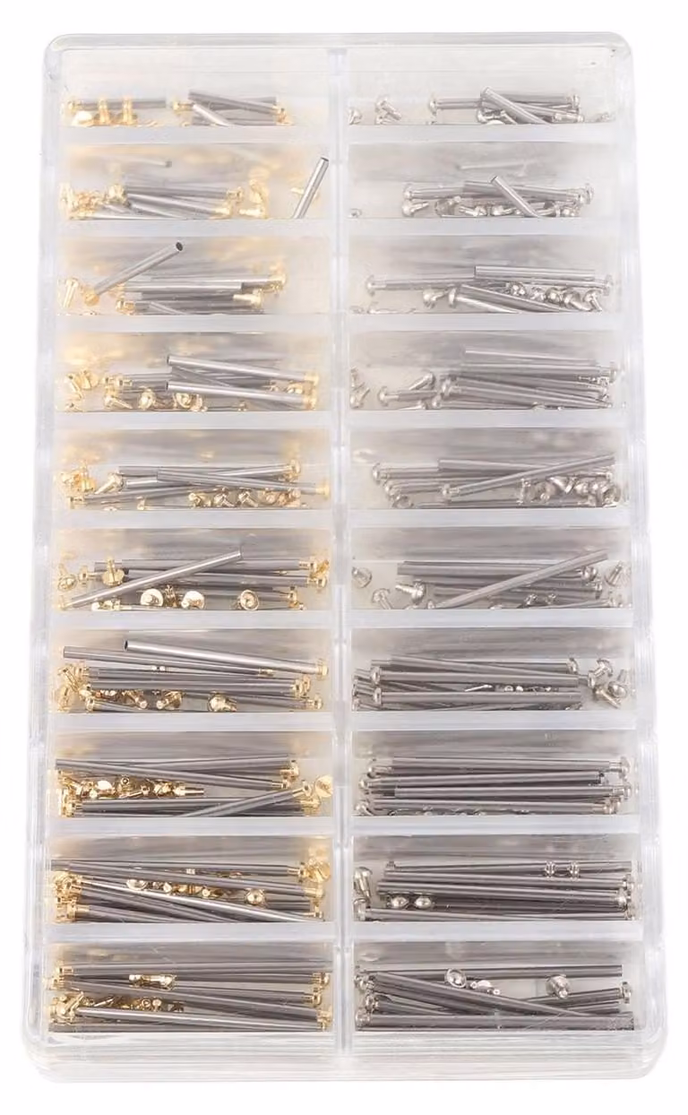 Set di viti per orologi - 200 pezzi in 10 diverse dimensioni - larghezza 1,3 mm