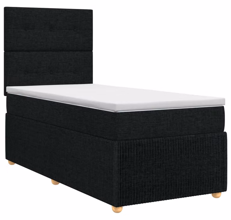 Letto a molle con materasso nero 90 x 190 cm in tessuto
