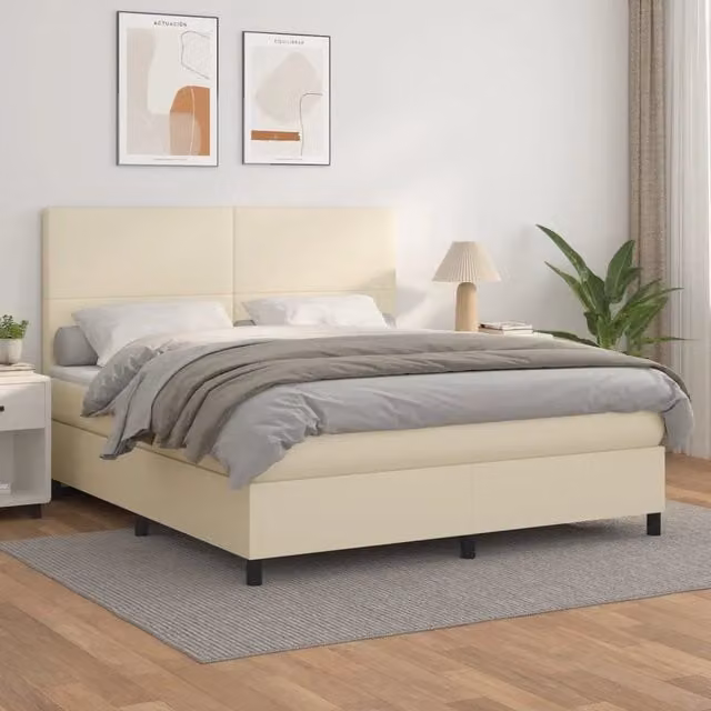 Giroletto a Molle con Materasso Crema 180x200 cm in Similpelle 3142739