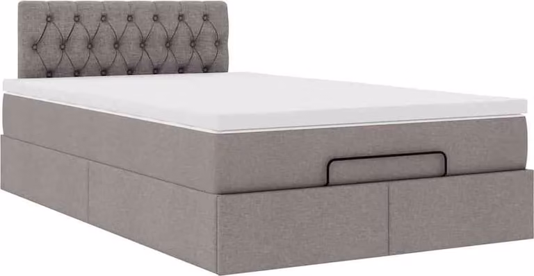 Struttura Letto Pouf con Materasso Tortora 120x200cm in Tessuto