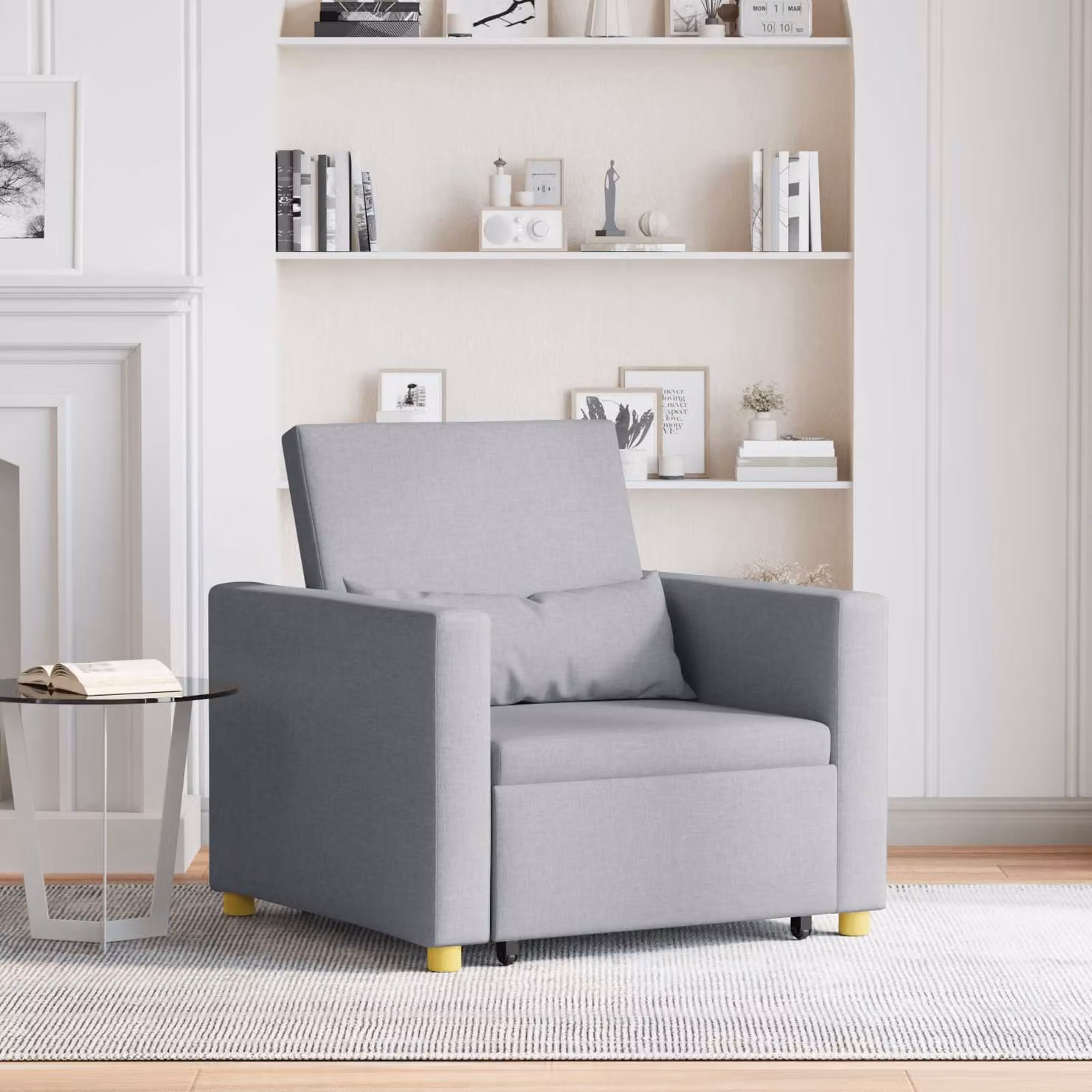 vidaXL Divano letto estraibile singolo moderno in tessuto Grigio, L: 90 cm, P: 165 cm, H: 87 cm