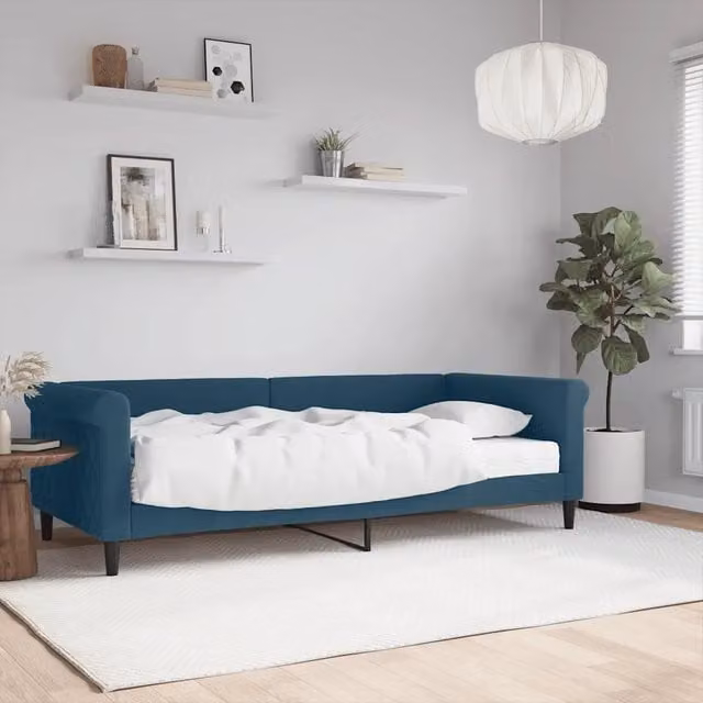 Divano Letto con Materasso-Sofa Letto-Daybed Blu 90x200 cm in Velluto 407350