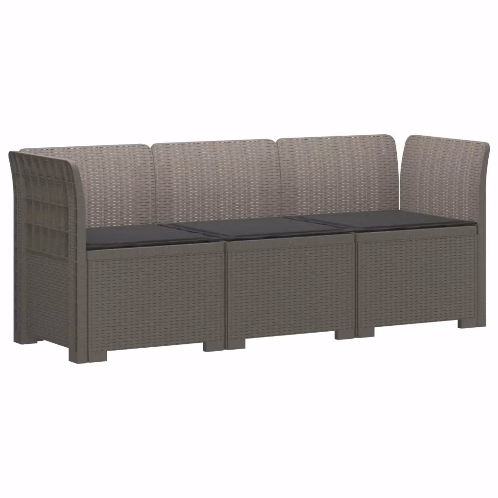 Divano da esterno a 3 posti con cuscini in look rattan e tessuto resistente ai raggi UV, colore grigio antracite – 2