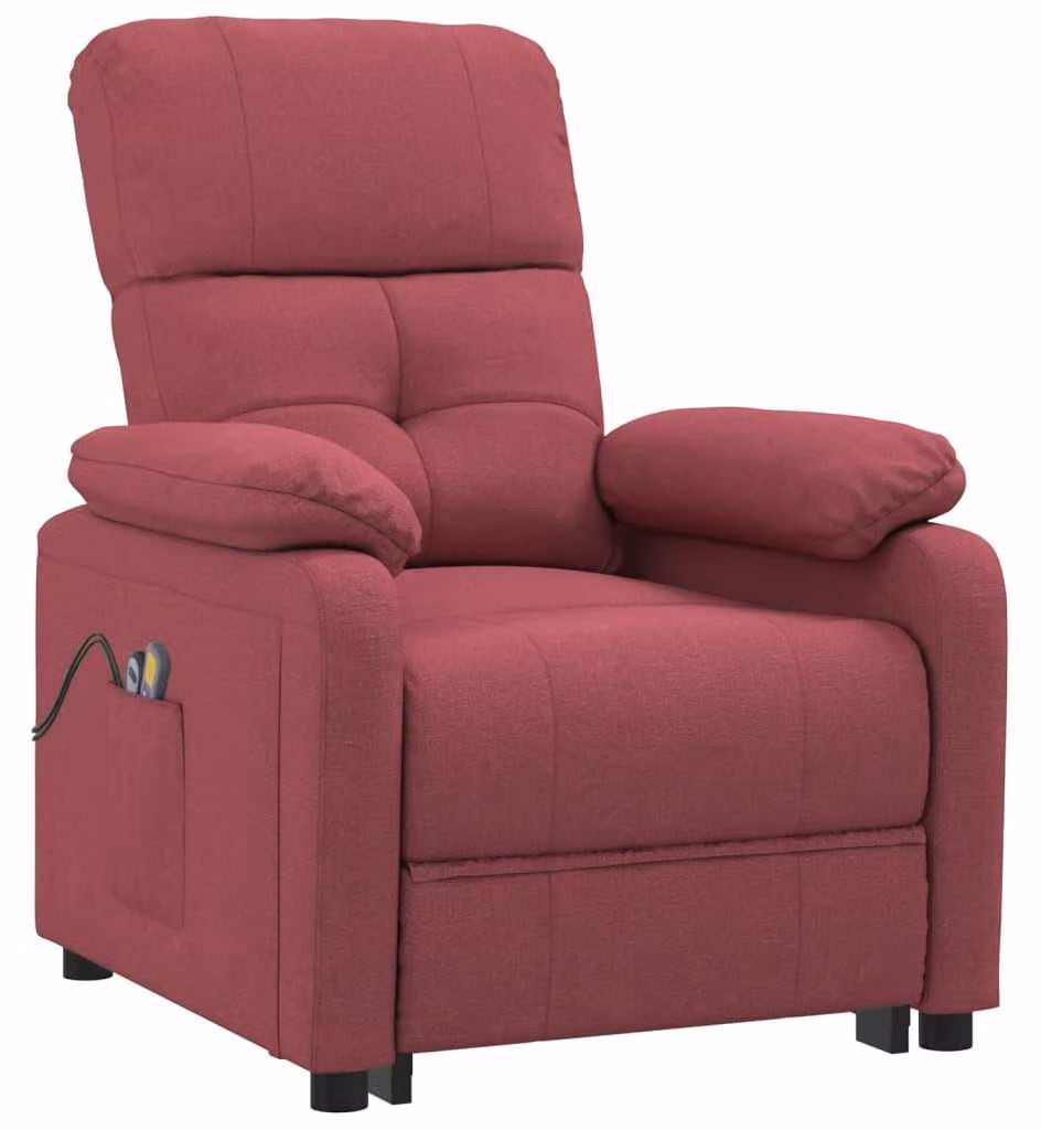vidaXL Sedia da massaggio elettrica in tessuto rosso vino