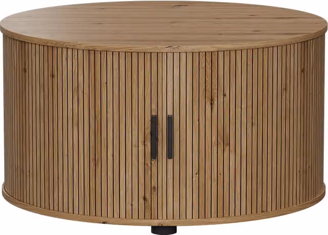 Tavolino da soggiorno Vicco in legno rovere marrone con design moderno e angoli arrotondati L/P: 80 x 80 cm